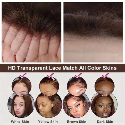 28 Inch Brown Lace Front Wigs Human Hair Pre Plucked 13x4 Straight Lace Front Wigs Human Hair 200% Density Colored #4 Light Brown Wig HD Lace Frontal Wigs For Women