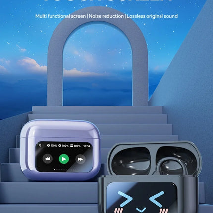 Touch Screen Bluetooth Headphones 144 Languages Real-time Translation Headphones Wireless Open Ear Clips Sports Gaming Earphone
