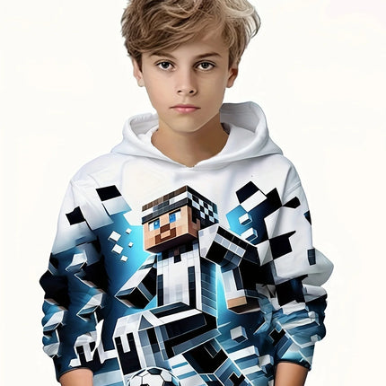 Kids Clothes Boy Hoodies Girl Clothes Long Sleeve Building Block Print Casual Kids Summer Autumn Clothes Top Children's Clothing