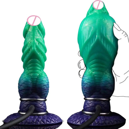 Inflatable Fantasy Monster Dildo Adjustable Big Knot Raised Thorns Realistic Texture Silicone Adult Toy for Beginners Advanced