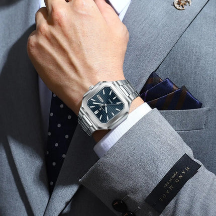 POEDAGAR Business Men's Watch Waterproof Luminous Date Week Classic Watches For Men Stainless Steel Men's Quartz Wristwatch Reloj