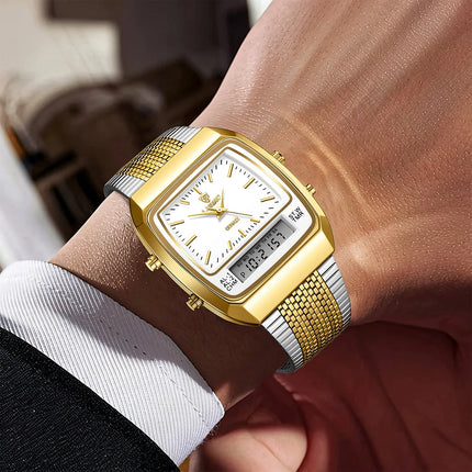LIEBIG Luxury Quartz Watches Fashion Dual Display Time For Mens Women Outdoor Sports Week Waterproof Digital Wristwatch Relojes