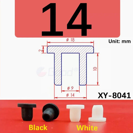 Black T-shaped silicone plug rubber hole cover dust-proof sealing, shock-absorbing foot pad  A-6.8mm~68.6mm