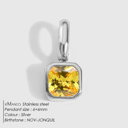 eManco 14K Gold Plated Octagon Metal Charms Stainless Steel Birthstone Pendant  for DIY Necklace Bracelet Jewelry