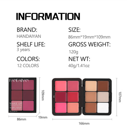 12-color iron box concealer blush cream matte highlight contour makeup all-in-one palette