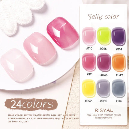 Jelly Transparent Ice Through Gel Nail Polish Pink Skin Color Semi Permanent Manicure Top Coat Soak Off UV Gel Varnish Nail Art