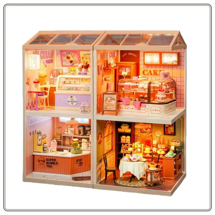 Rolife Super World Cake Shop DIY Houses Building Blocks Assembling Toy Models DIY House Decorations Christmas Birthday Gifts