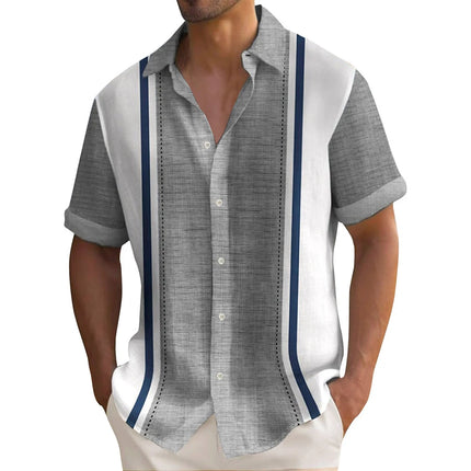 2024 New Men's Shirt Plaid Print Retro Lapel Short Sleeved Shirt Casual Vacation Men's Designer Designed Clothing in Plus Size