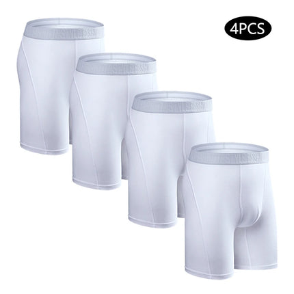4-pack men's long boxer briefs plus size men's sexy long-leg cotton underpants fashion men's trunk briefs