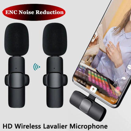 Wireless Lavalier Microphone with Charging Box Audio Video Noise Cancel Record Plug-and-Play Mic for IOS Android