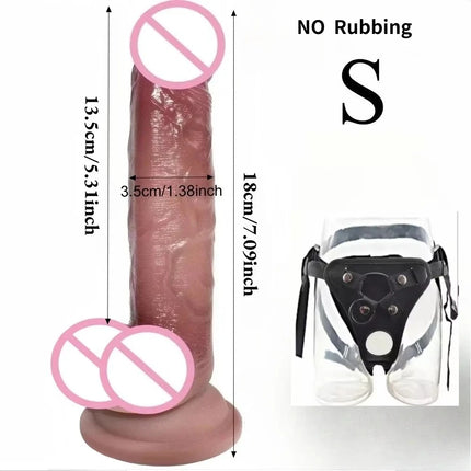 Wearable Strap on Realistic Dildos for Women Masturbators Products Skin Sliding penis Suction Cup Hands-Free G Spot Sex Toys 18