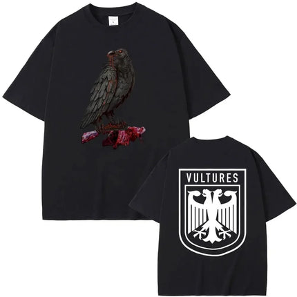 Rapper Kanye West New Music Album Vultures Graphic T-Shirts Men Women Hip Hop Street Fashion Oversized Tees Pure Cotton Tops