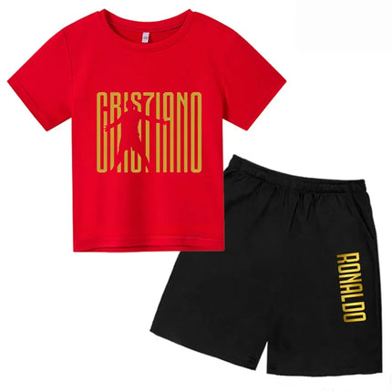3D kids T-shirt Summer CR7 Star Print Top/Shorts  Boys/Girls Preschool 3-13Y Birthday Gift Sunshine Casual Round Neck Sports Set