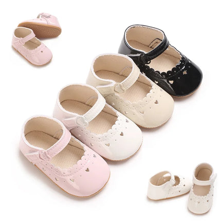 Solid Color Baby Girl Mary Jane Shoes With Soft Rubber Sole Anti Slip Spring And Autumn Princess Shoes Suitable For 0-18M Babies