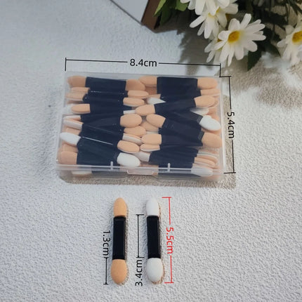 Cute 50/100PCS Disposable Eye Shadow Sponge Applicators Dual Sided with Container Makeup Brushes for Eyeshadow Length