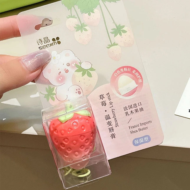 Autumn/Winter Strawberry Temperature-Control Lip Balm, moisturizing, reduces lip lines. Lip care products suitable for women.
