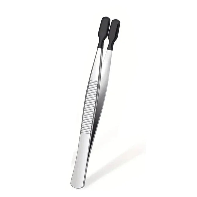 1/4 Pieces Tweezers With Rubber Tips Tweezers Rubber PVC Silicone Coated Non-Marring Flat Tip Bent Tip Tweezers Tipped Tweezers