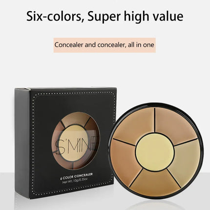 6Colors Concealer Palette Cream Texture Covers Acne Marks Dark Circles Multifunction Face Makeup Lasting Brighten Face Cosmetics