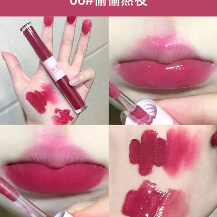 Double Head Lip Gloss Matte Velvet Sexy Red Tint Liquid Lipstick Waterproof Lipgloss Lasting Lip Glaze Korean Makeup Cosmetics