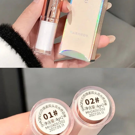 2 in 1 Dual Head Highlighting&Bronzer Stick Face Brightening Shaping Concealer Pencil Corrector Nose Shadow Contouring Cosmetics