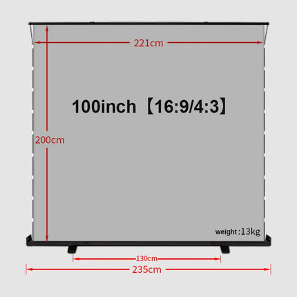 Portable Floor Pull-Up Tab Tension Screen Metal Silver ALR Material 3D Ready Projector Screen for Home Theater & Outdoor Use