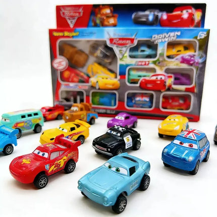 12pcs/Set Disney Pixar Cars Lightning Mcqueen Jackson Storm Mater Pvc Model Back-Force Car Toy For Kids festival Gift Set