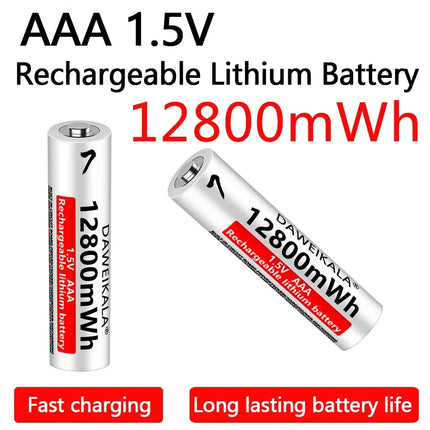 AAA 12800mWh 1.5V Li-Ion Rechargeable Battery AAA Lithium Batteries Wholesale For Mouse Flashlight Fan Game Machine