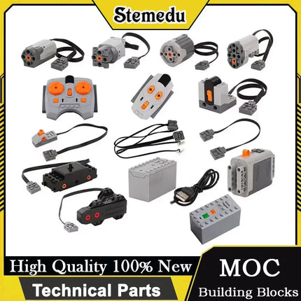 MOC Servo Motor Kit M/L/XL Remote Control System with Battery Box  Receiver for Technical Builds