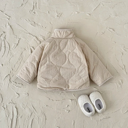 Baby Boys Girls Jackets For Kids Solid Cashmere Lined Cotton Coat Winter Warm High Necked Children Outerwear