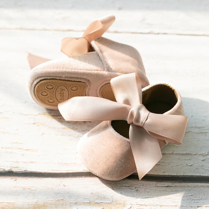Newborn Baby Girls Dress Shoes Bowknot Ribbon Princess Infant Toddler Rubber Non-slip Flat First Walkers Crib Shoes Mary Jane