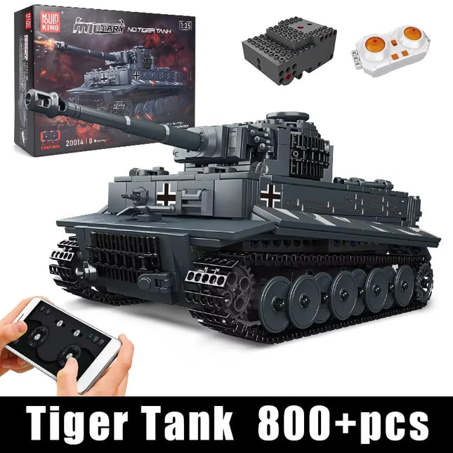 Mould King 20014 Technical Tank Toys The Remote Control Tiger Tank Building Block Assembly Tank Brick Set Kids Christmas Gift
