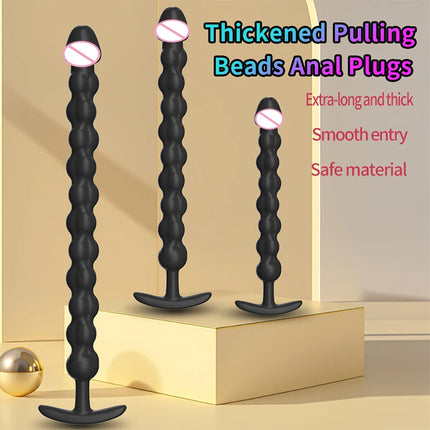Extra-long Anal Dildo Butt Plug Prostate Massager Adult Gay Anal Beads deeper Stimulation G-spot Clitoral Sex Toys for Men Women