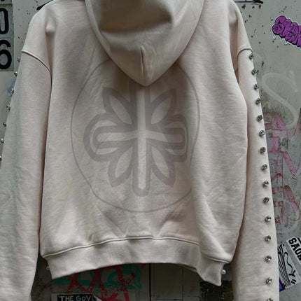 Y2k Aesthetic Pattern Print Sweatshirt Vintage Punk Gothic Couple Sweatshirt Emo Graffiti Print Pearl Design Hoodie 2000s