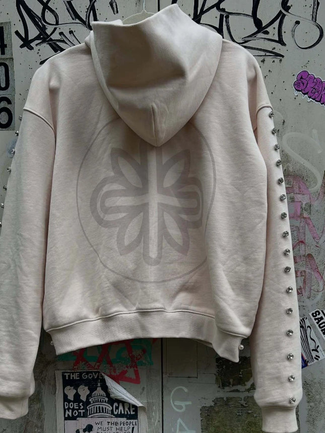 Y2k Aesthetic Pattern Print Sweatshirt Vintage Punk Gothic Couple Sweatshirt Emo Graffiti Print Pearl Design Hoodie 2000s