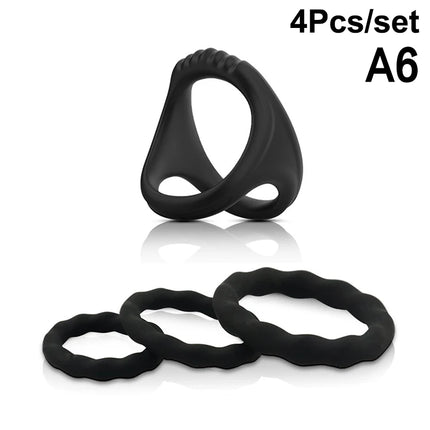 Soft Silicone Penis Cock Ring Set Male Ball Scrotum Stretcher Penis Lock Cock Ring Delay Ejaculation Enlargement Sex Toy Big Man
