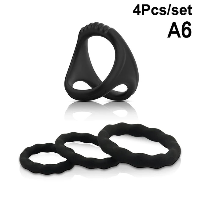 Soft Silicone Penis Cock Ring Set Male Ball Scrotum Stretcher Penis Lock Cock Ring Delay Ejaculation Enlargement Sex Toy Big Man