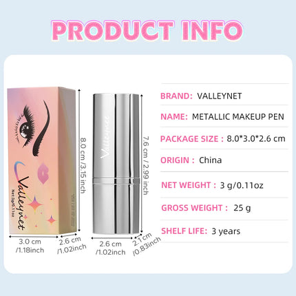 Waterproof Glitter Lipstick - Long-Lasting Shimmering Lipstick with Metallic Finish, All Skin Types, Adult Use, Beauty Lipstick