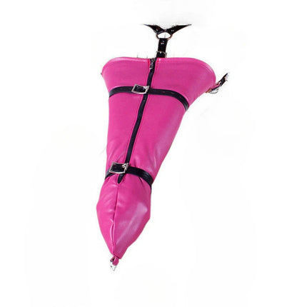 Premium Leather Adult Bondage Game Tight Arm Confinement Binding Bag Zipper Sex Restraint