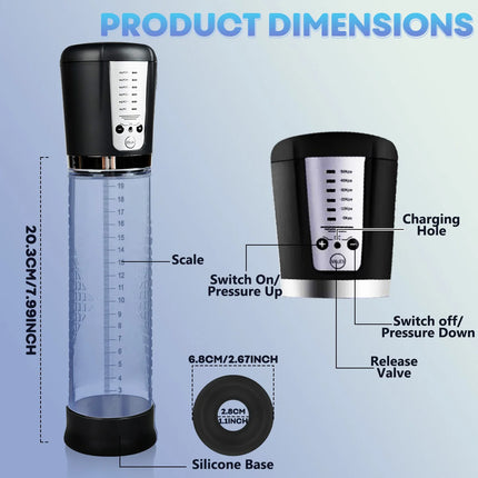 Electric Vacuum Penis Pump for Men Rechargeable Penis Enlargement Extender Pump Masturbator for Men Adult Goods Sex Toy for 18+