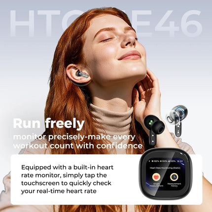 HTC NE46 Heart Rate Monitoring Wireless Headphones AI Translator  Bluetooth Earbuds 10hrs Long Battery Life Bluetooth Earphones