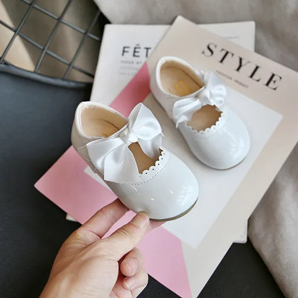 Toddlers Girls Shoes Children's Flats PU Patent Leather Kids Dress Shoes Soft Cute Princess Sweet With Butterfly-knot Bowtie New