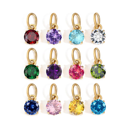 eManco 6MM Colorful Birthstone Pendant DIY Stainless Steel Women's Accessories Niche Design Luxury Rhinestone Charms Wholesale