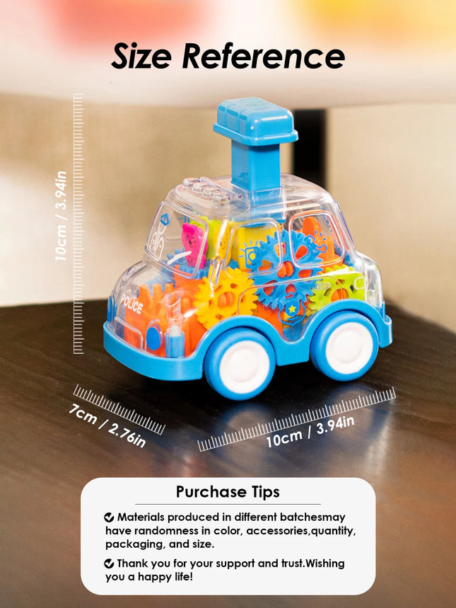 Children's Cartoon Press Gear Car Toy Lnertia Pull-back Transparent Car Baby Puzzle Sliding Toy Child Boy Girl 1-3 Year Old Gift