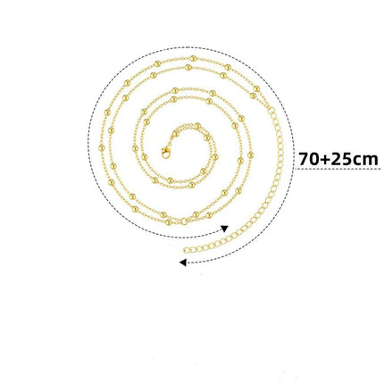 2026 New Gold Color Round Beaded Waist Chain for Women Simple Metal Double-Layer Chain Adjustable Belly Chain Beach Jewelry Gift