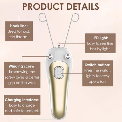 Electric Threading Epilator Women Painless Facial Body Hair Remover Cotton Thread Portable for Face Leg Arm Body Free Shipping