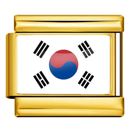World Flag Range National Flag Bracelet Golden Module Italian Bracelet Charm Links Fit 9mm Stainless Steel DIY Making Jewellry