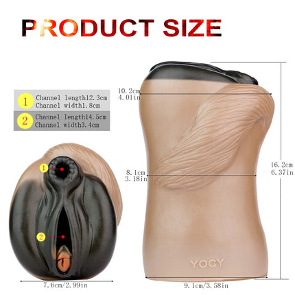 SHAZ Realistic Horse Vagina&Anal Two Channel Stroker, Skin-Friendly Silicone Onahole, Penis Training Stimulator, Sex Toy for Men