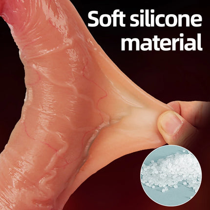 Realistic Dildos for Women, Skin-Sliding Foreskin Testicles Dildo, Anal Vaginal Stimulation Strapon Big Penis Sex Toys for Women