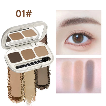 3 Colors Eyebrow Powder Palette - Matte, Smudge-Free Long-Lasting Makeup, Waterproof Long-Lasting,Natural 3D Eyebrow Look