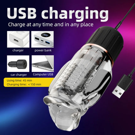 Male Masturbator Penis Trainer Male Vibrator Mouth-Wrapped Penis Vibrator Adult Toys with Heating Pocket Pussy Stroker Adult Sex